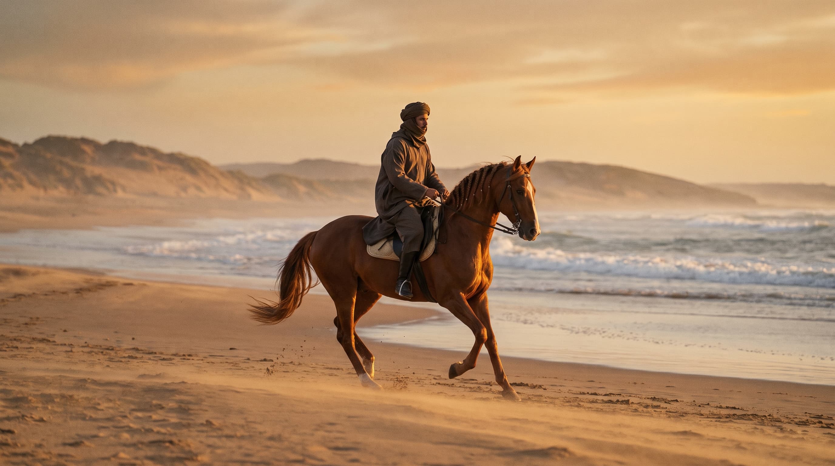 Cavalier sur la plage d’Essaouira